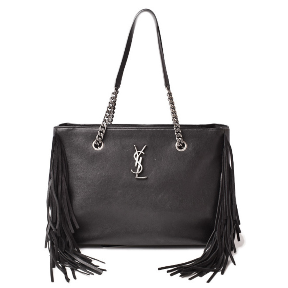 Saint Laurent Chain Shoulder Bag Festival Fringe Black